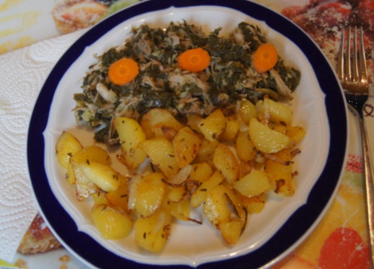 Brauner Kohl mit Eisbein und leckeren Bratkartoffeln - Rezept - Bild Nr. 2