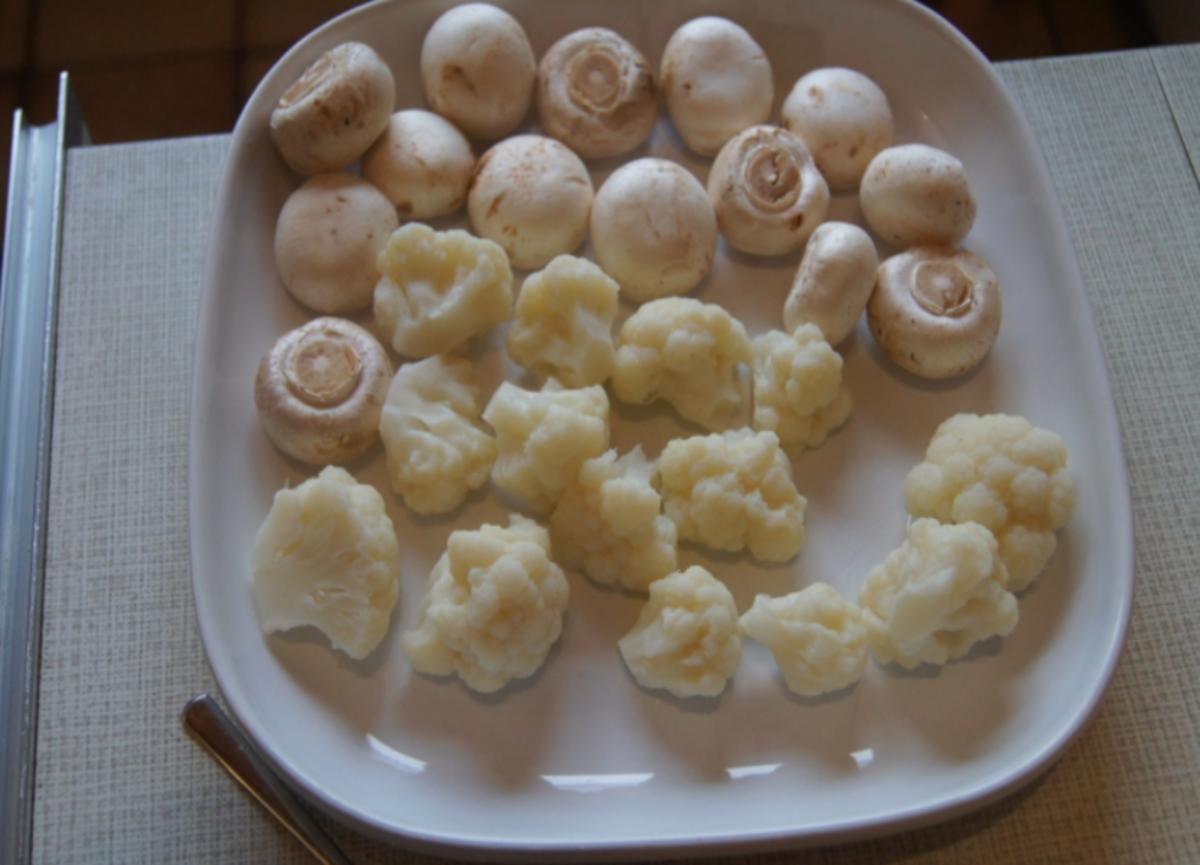 Tempura mit Blumenkohlröschen, Champignons und Jogurt-Meerrettich-Dip - Rezept - Bild Nr. 4844