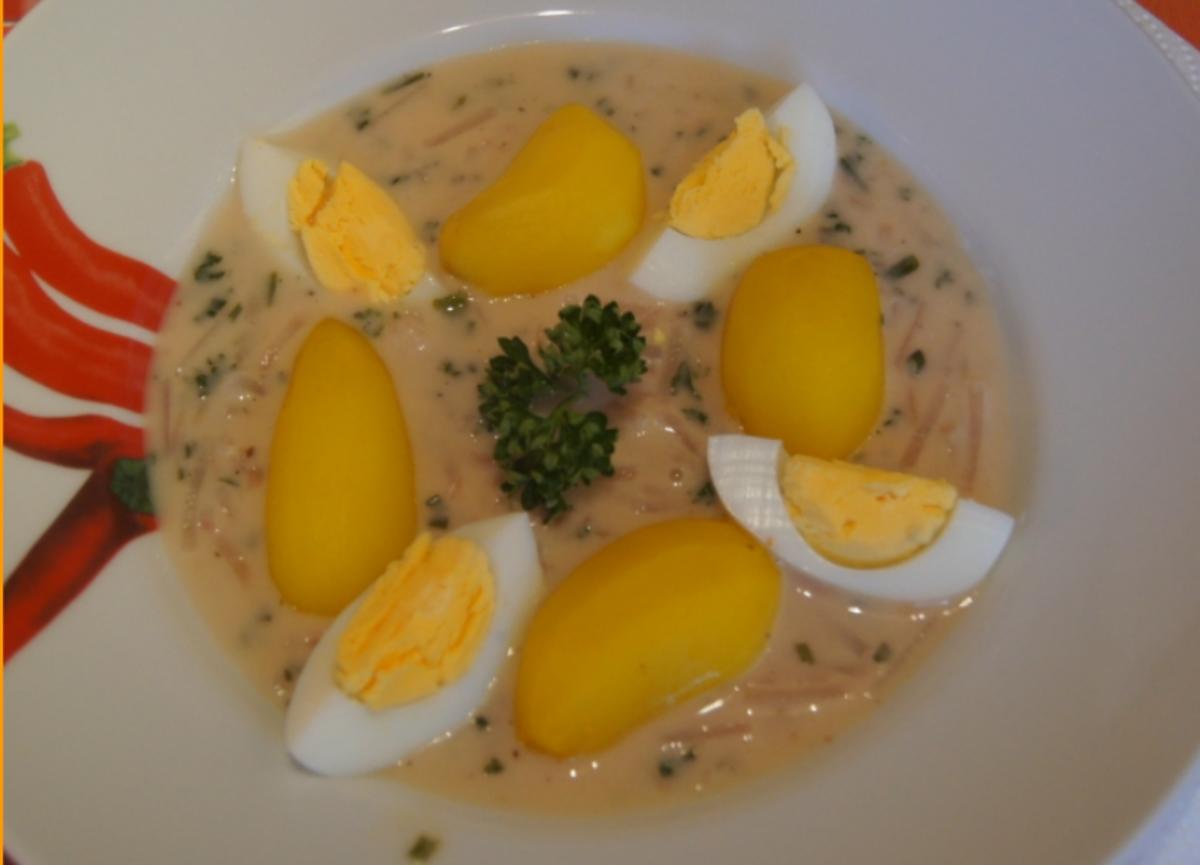 Gekochtes Ei mit Radieschen-Kräuter-Senf-Sauce und Drillingen - Rezept - Bild Nr. 4933