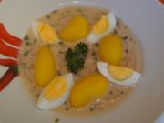 Gekochtes Ei mit Radieschen-Kräuter-Senf-Sauce und Drillingen - Rezept - Bild Nr. 4933