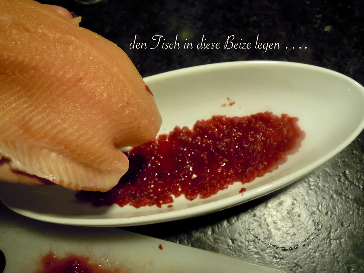 Rezept: frischer Saibling - mit Roter Beete gebeizt Bild Nr. 4938 frischer Saibling - mit Roter Beete gebeizt - Rezept - Bild Nr. 4938