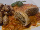 Calamari-Tuben gefüllt, in scharfer Tomatensoße mit La Ratte-Kartoffeln - Rezept - Bild Nr. 4940