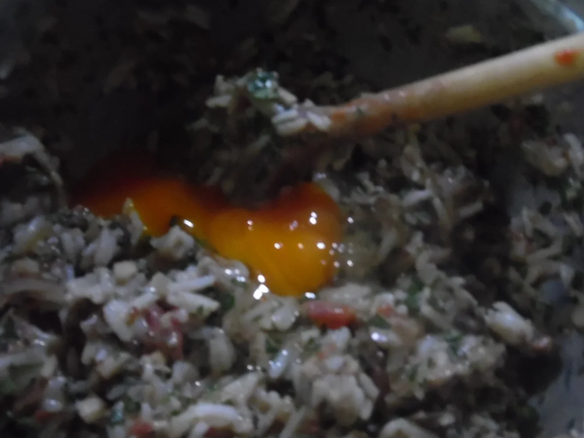 Calamari-Tuben gefüllt, in scharfer Tomatensoße mit La Ratte-Kartoffeln - Rezept - Bild Nr. 4949