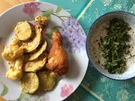 Gebackenes Gemüse (Pakora) und Hähnchen mit Joghurtdip (Raita), indische Küche - Rezept - Bild Nr. 4933