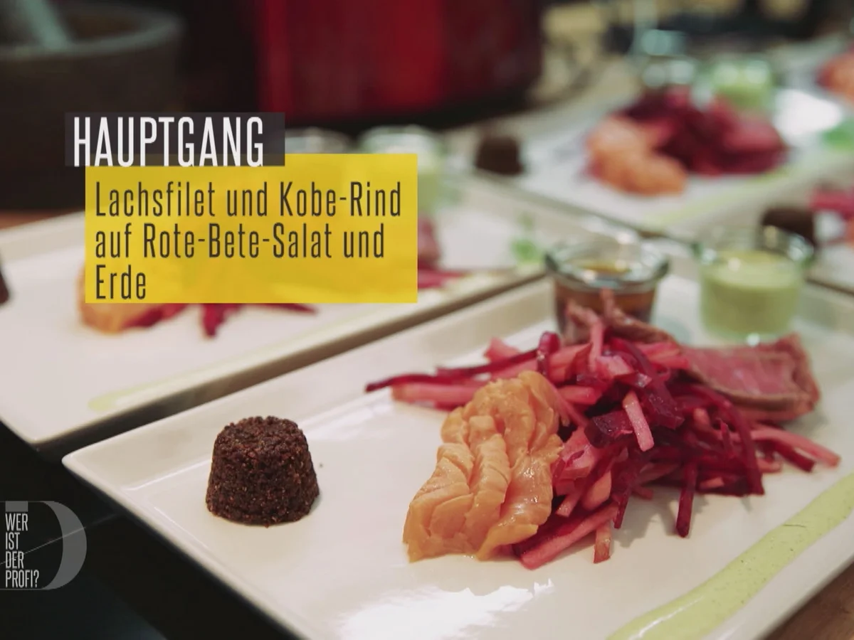 Rezept: Geflämmtes Kobe- und Lachsfilet auf Rote Beete-Apfel-Salat Bild Nr. 2 Geflämmtes Kobe- und Lachsfilet auf Rote Beete-Apfel-Salat - Rezept - Bild Nr. 2