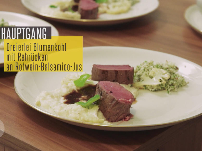 Rehrücken aus dem Reinhardswald an Rotwein Balsamico Jus und dreierlei ...