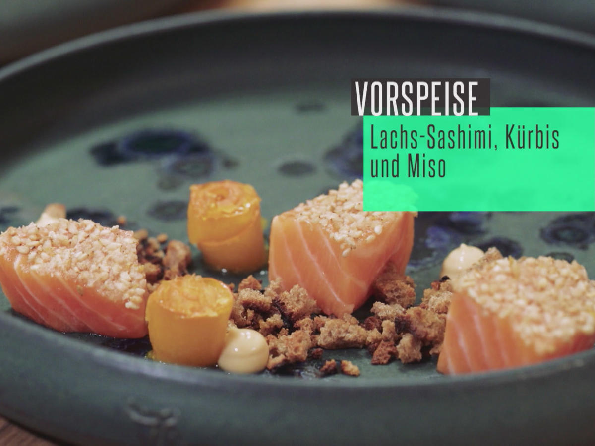 Sashimi vom Lachs mit Roggencrunch, Kürbiscarpaccio und Misomayonnaise - Rezept - Bild Nr. 2
