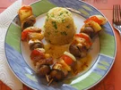 Putenbrust-Gemüse-Spieße mit Curry-Erbsen-Reis - Rezept - Bild Nr. 4991