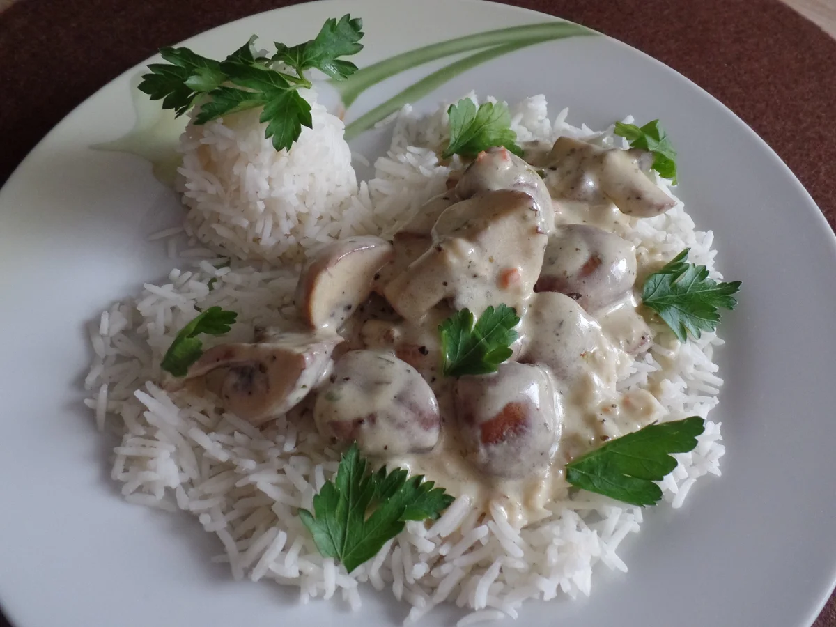 Champignons in Weißweinsauce mit Reis - Rezept - Bild Nr. 4991