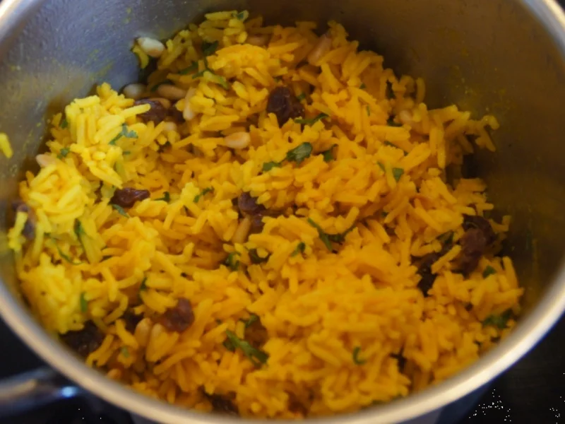 Putenbrust mit Gemüse süß sauer und gelben Gewürzreis - Rezept - Bild Nr. 5020