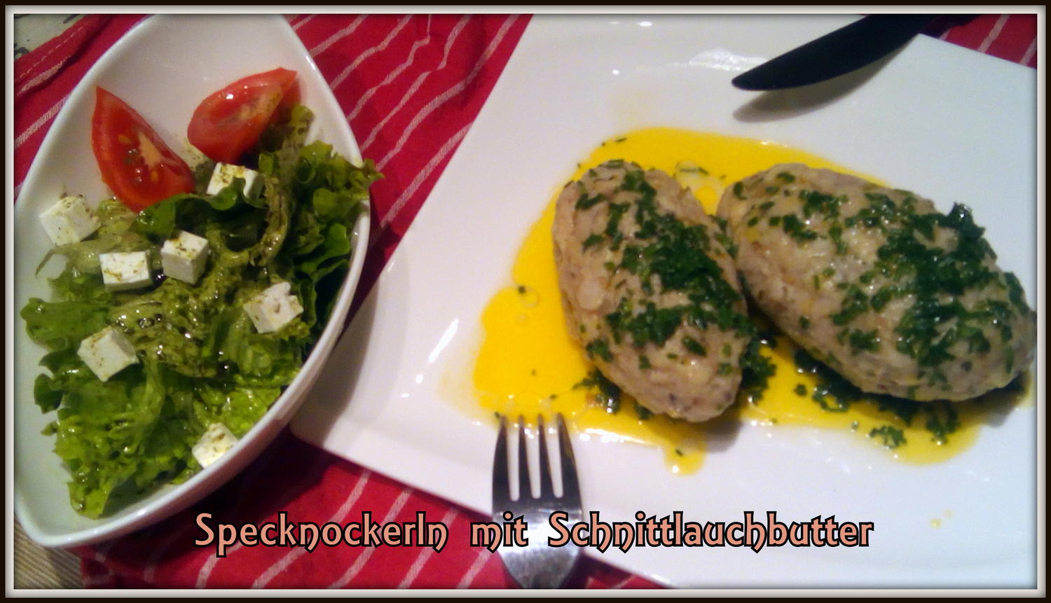 Specknocken mit Schnittlauchbutter und Saisonsalat - Rezept - kochbar.de