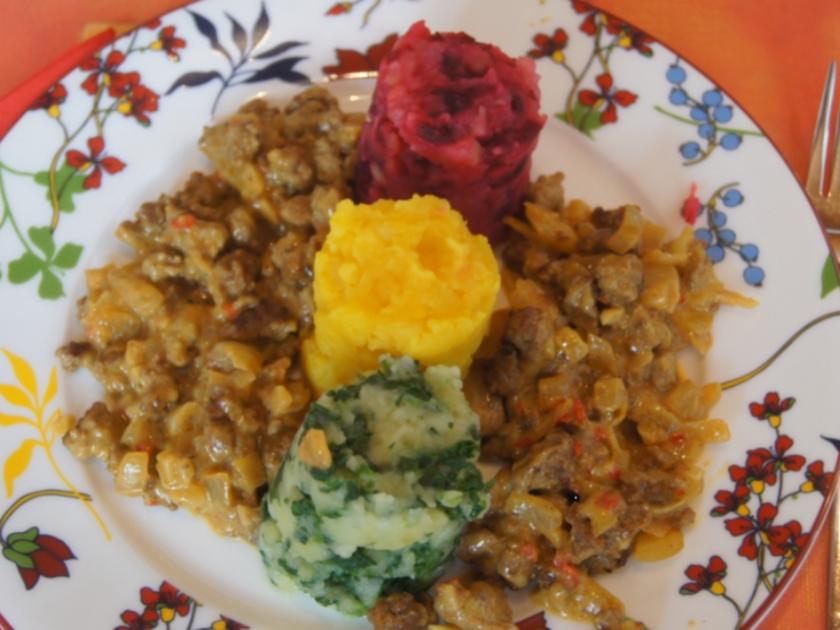 Ampel Kartoffelstampf mit pikanter Hackfleischsauce - einfach - von MausVoh