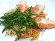 Lachsfilet mit Queller und Wurzelgemüse - Rezept - Bild Nr. 5156