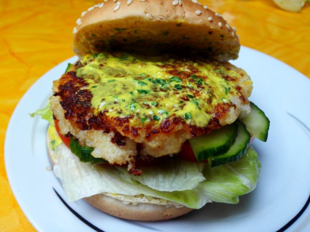 Bilder für Blumenkohl-Burger mit Curry-Dip - Rezept