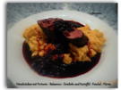 Hirschrücken mit Portwein - Balsamico - Zwiebeln und Kartoffel - Fenchel - Püree - Rezept - Bild Nr. 5195