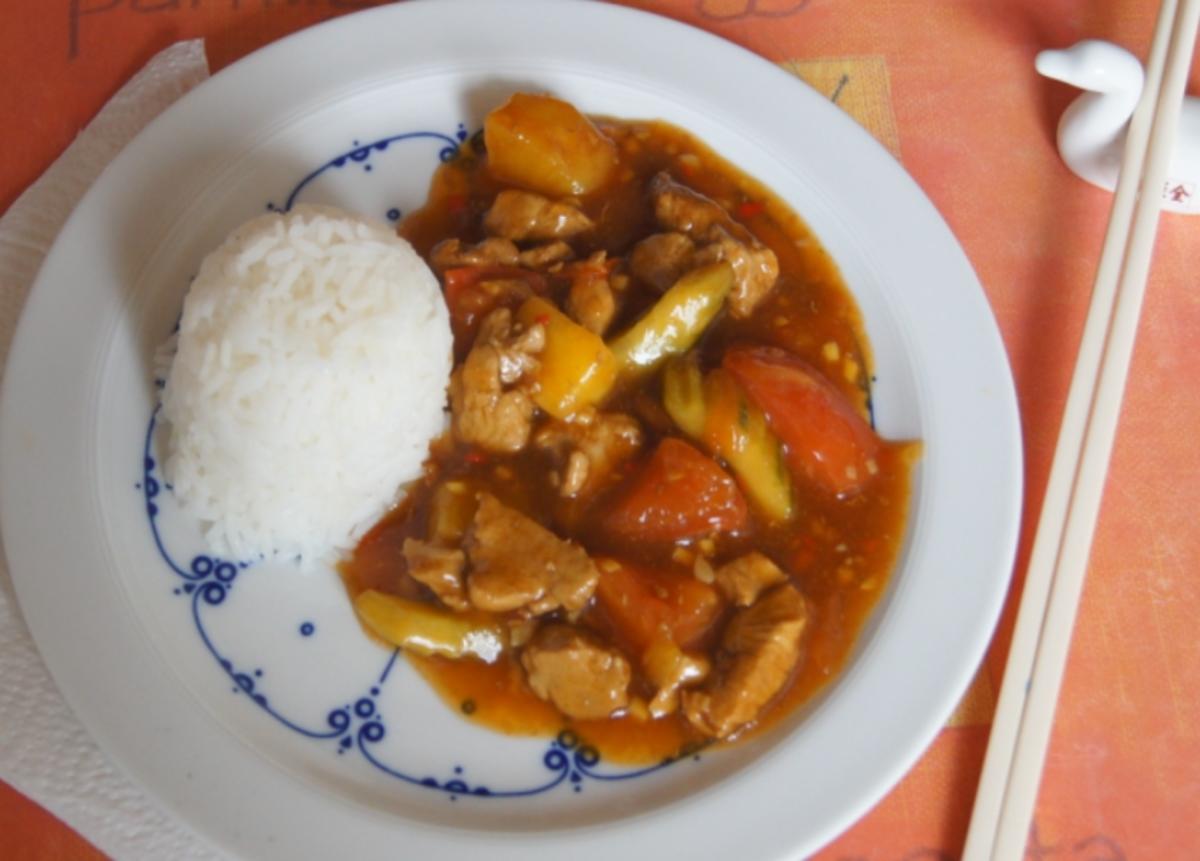Schweinefilet süß sauer mit Basmati Reis - Rezept - kochbar.de