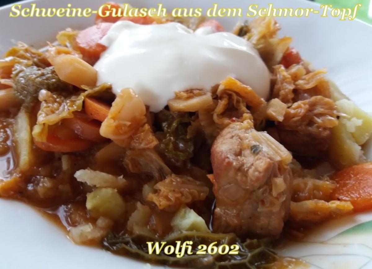 > Schwein < Gulasch im Eisentopf geschmort - Rezept - Bild Nr. 5214