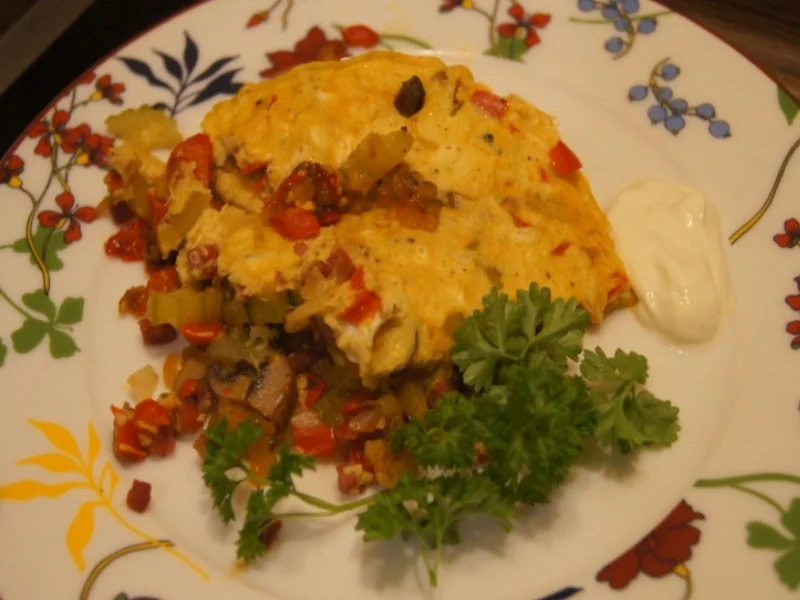 Omelett mit pikanten Gemüsemix - Rezept - Bild Nr. 5282