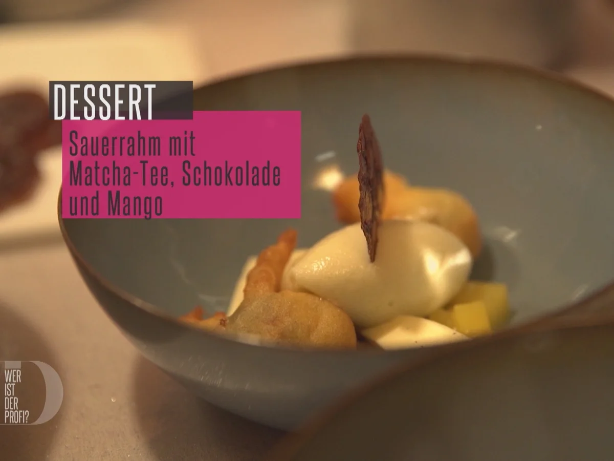 Sauerrahm-Matcha-Tee-Eis, Mango und Schokolade - Rezept - Bild Nr. 2