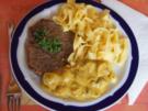 Kalbsschnitzel mit Champignon-Curry-Rahm-Sauce und Bandnudeln - Rezept - Bild Nr. 5350