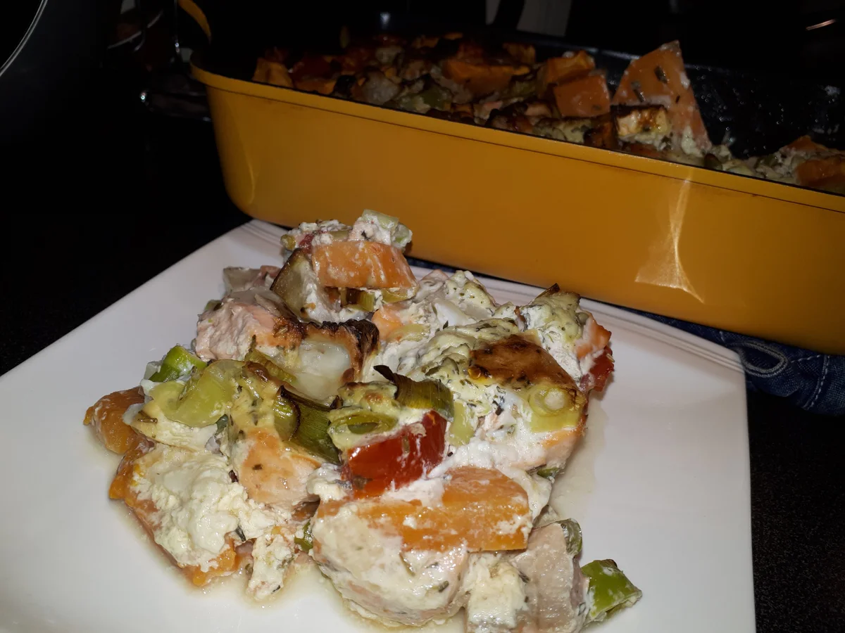 Rezept: BiNe` S LACHS - SÜSSKARTOFFEL - TOMATENAUFLAUF Bild Nr. 5356 BiNe` S LACHS - SÜSSKARTOFFEL - TOMATENAUFLAUF - Rezept - Bild Nr. 5356