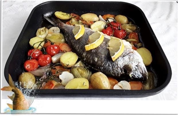 gebackene dorade aus dem ofen im gemuesebett rezept bild nr 5352