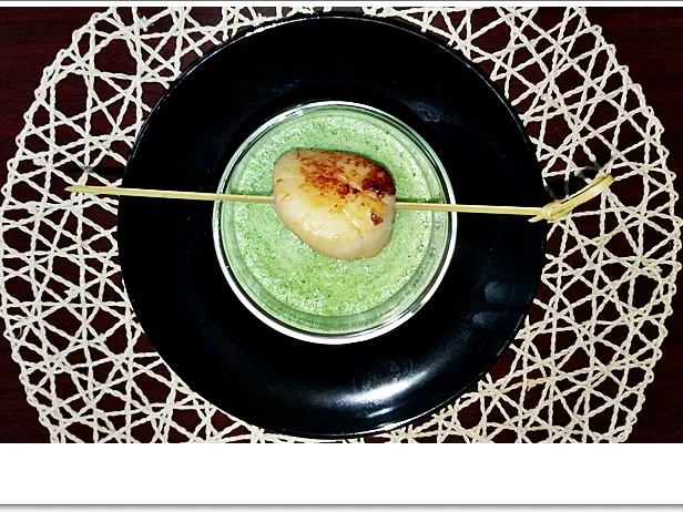 Spinat-Cremesuppe mit  Jakobsmuschel-Spieß - Rezept - Bild Nr. 5353