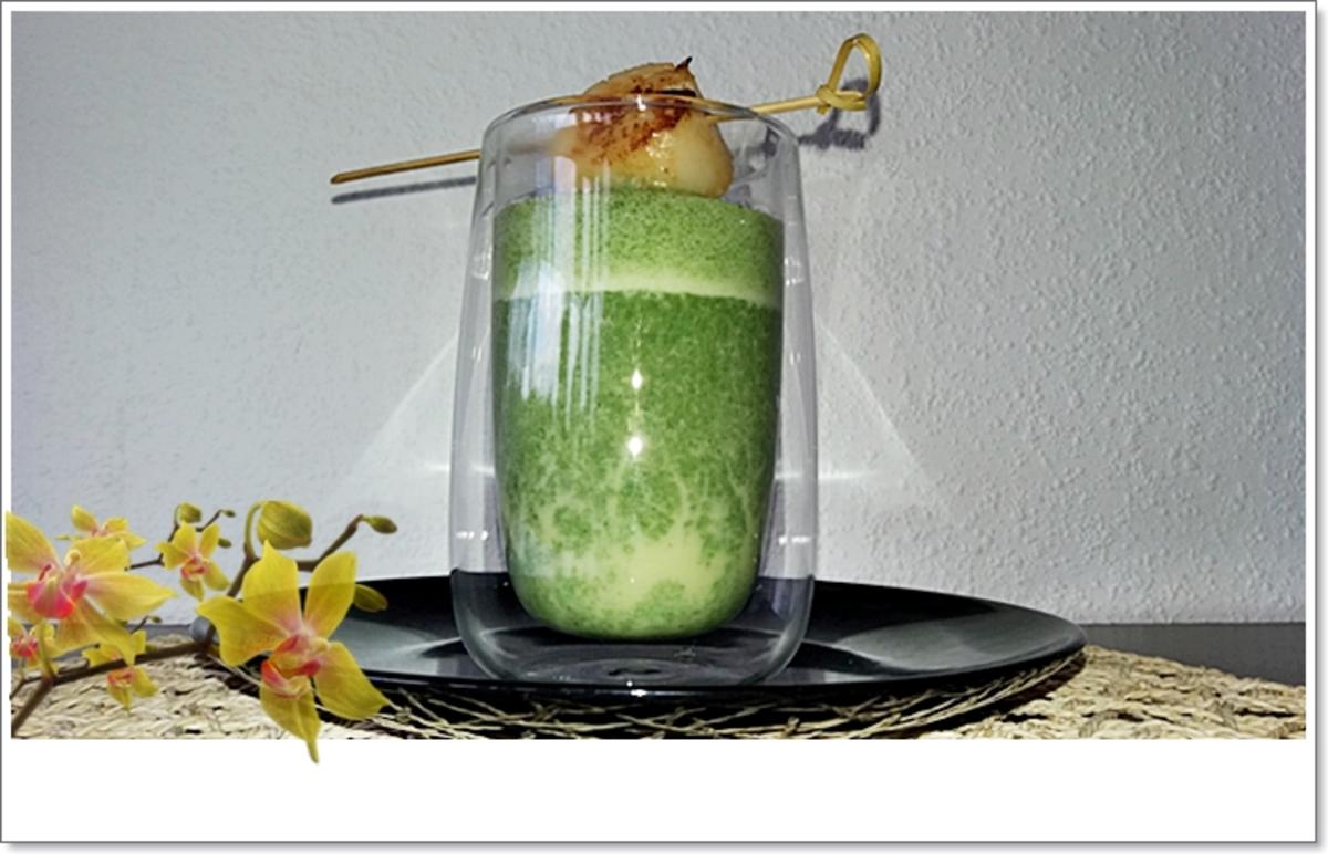 Spinat-Cremesuppe mit  Jakobsmuschel-Spieß - Rezept - Bild Nr. 5354