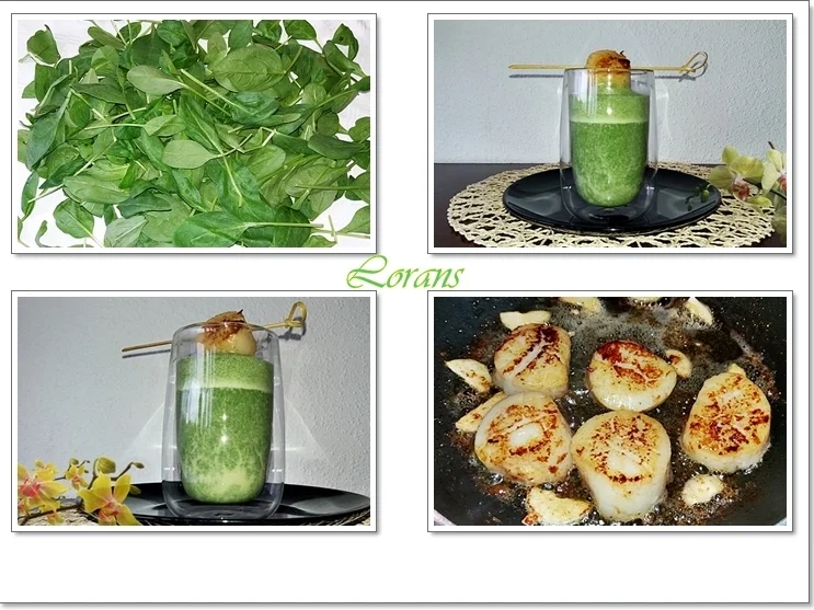 Spinat-Cremesuppe mit  Jakobsmuschel-Spieß - Rezept - Bild Nr. 5366