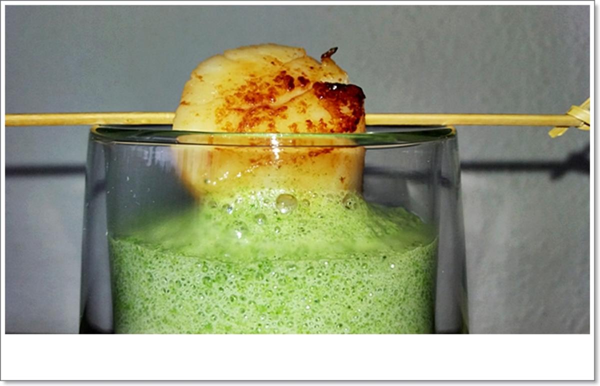 Spinat-Cremesuppe mit  Jakobsmuschel-Spieß - Rezept - Bild Nr. 5367