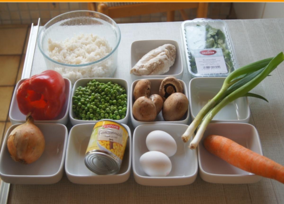 Gebratener Reis mit Gemüse, Ei und Hähnchenfleisch - Rezept - Bild Nr. 5398