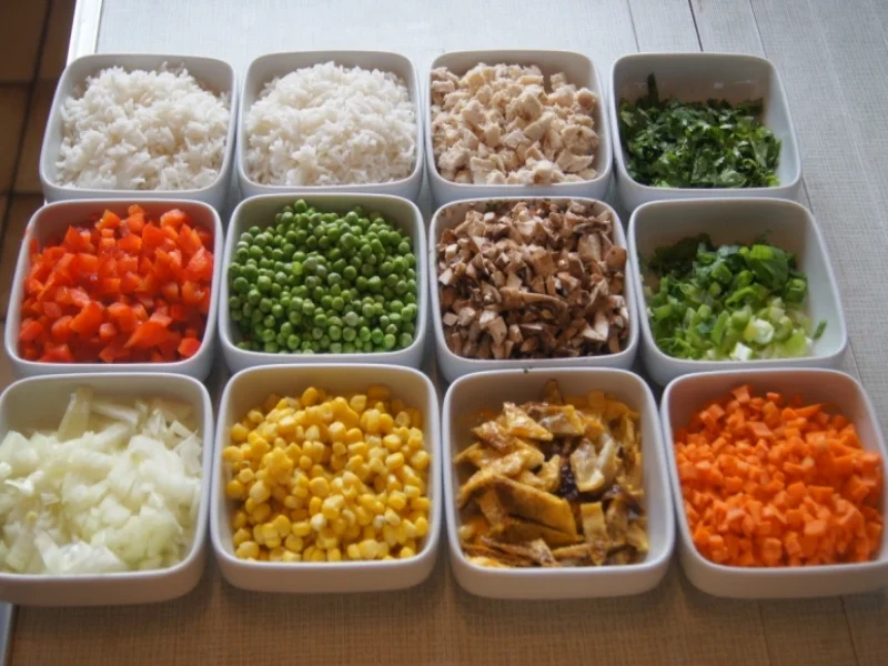 Gebratener Reis mit Gemüse, Ei und Hähnchenfleisch - Rezept - Bild Nr. 5403