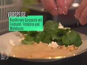 Feldsalat mit Feta und Walnüssen, dazu Roséweinbirnen - Rezept - Bild Nr. 2