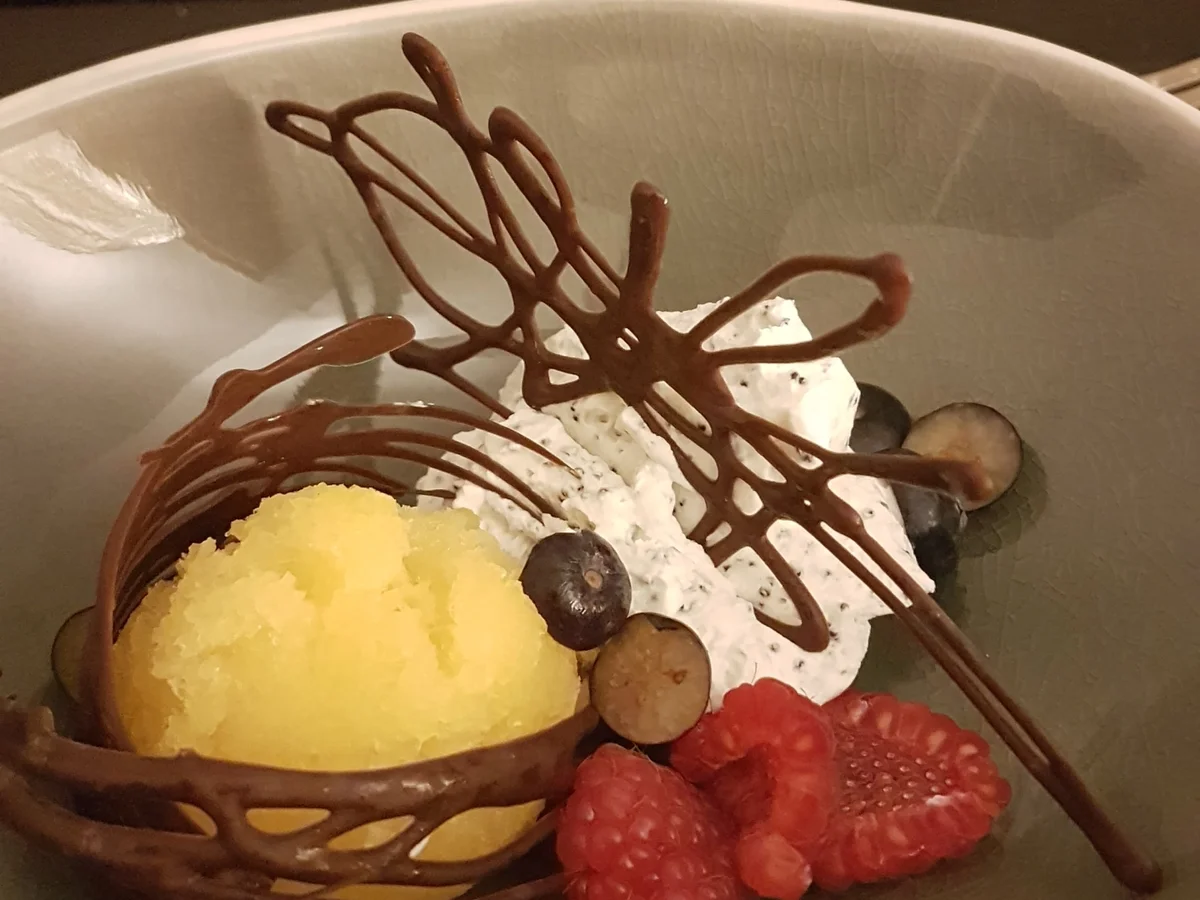 Joghurt Mohn Mousse und Frozen Gin Mango - Rezept - Bild Nr. 5557