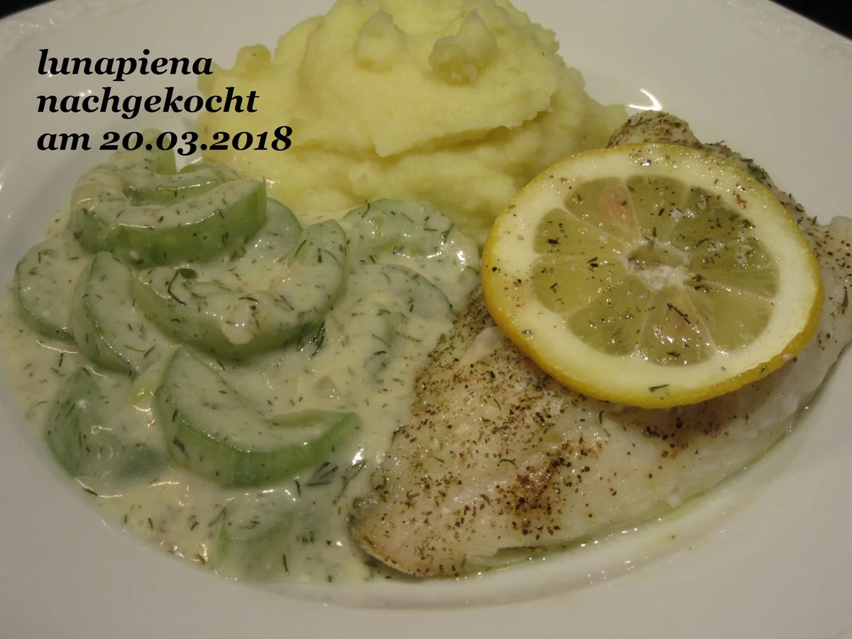Skrei-Filet mit Rahm-Schmor-Gurken und Speck-Croutons - Rezept - Bild Nr. 9