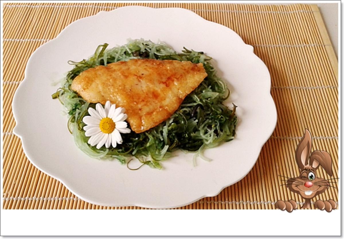 Gebratene Schollen-Filets  auf  Wakame - Glasnudeln Salat - Rezept - Bild Nr. 5484
