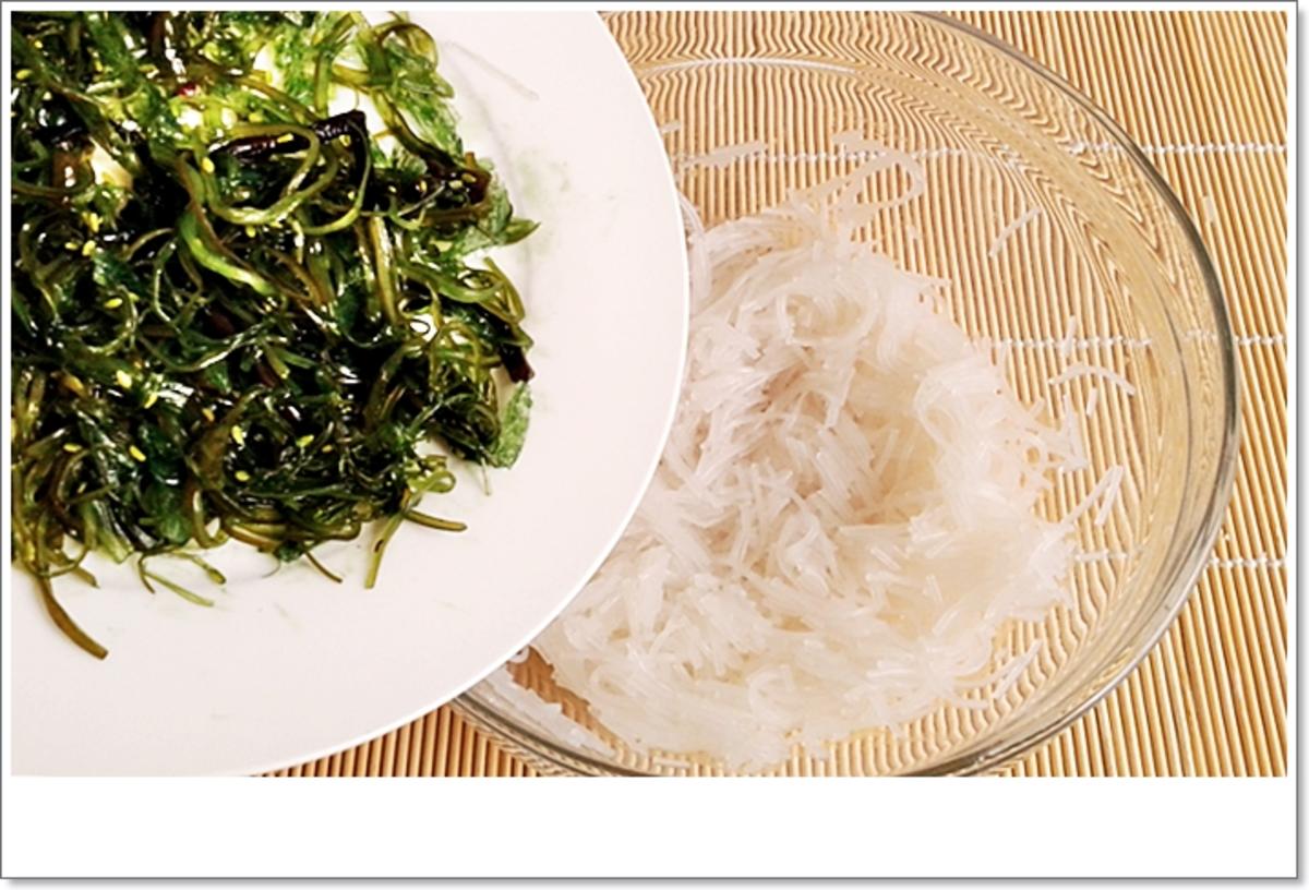 Gebratene Schollen-Filets  auf  Wakame - Glasnudeln Salat - Rezept - Bild Nr. 5491