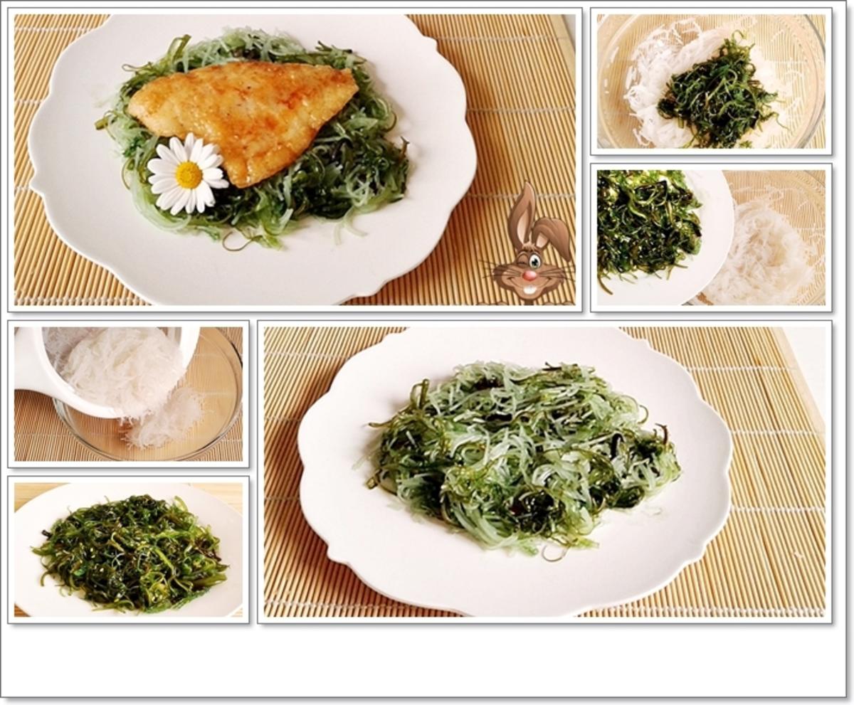 Gebratene Schollen-Filets  auf  Wakame - Glasnudeln Salat - Rezept - Bild Nr. 5498