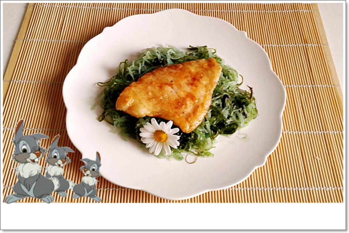 Gebratene Schollen-Filets  auf  Wakame - Glasnudeln Salat - Rezept - Bild Nr. 5499
