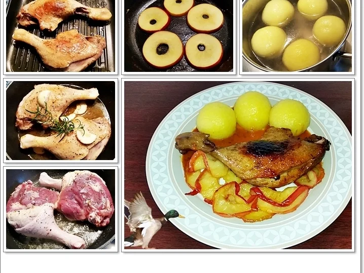 Barbarie Entenschenkel mit  Apfelscheiben  & Klöße - Rezept - Bild Nr. 5493