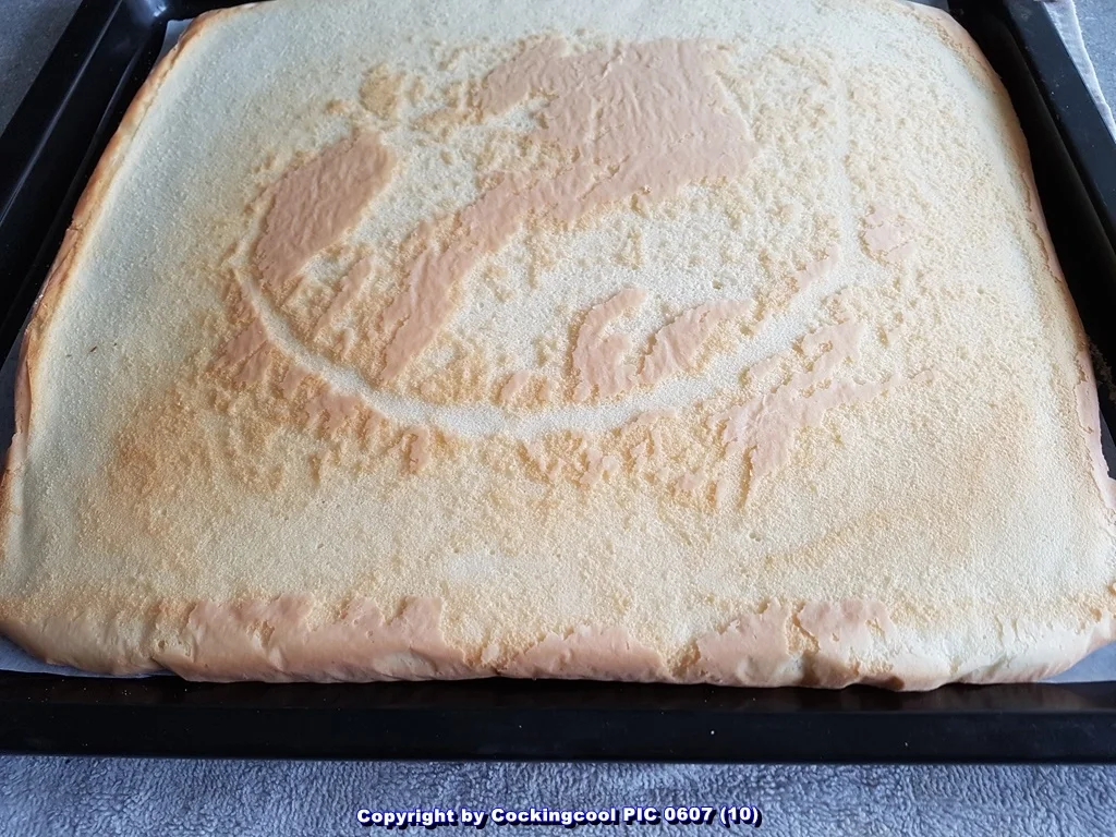 "Biskuitrolle" mit Erdbeer-Sahnefüllung sowie Schokotopping - Rezept - Bild Nr. 5491