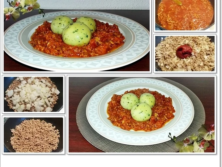 Kräuter-Klöße auf Bolognese-Sauce - Rezept - Bild Nr. 5585
