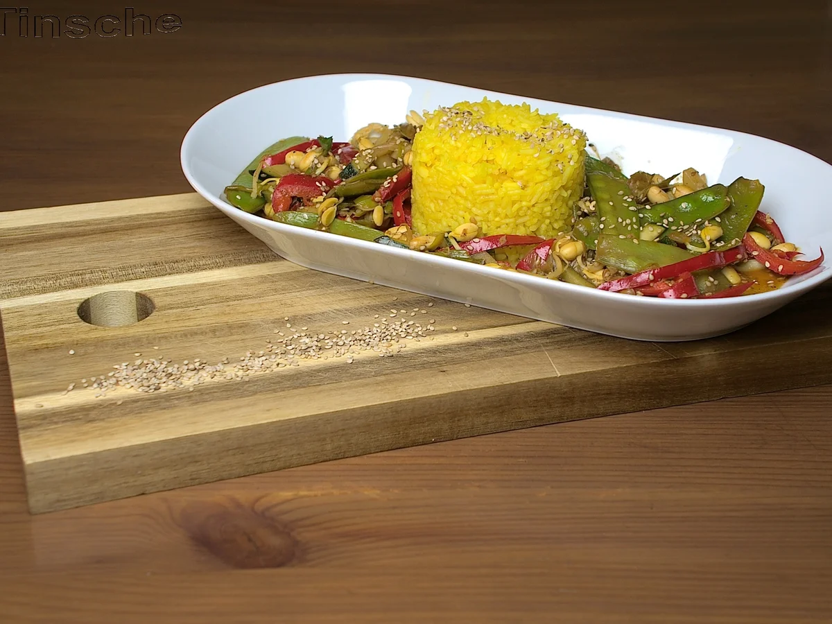 Asiatisches Mischgemüse mit Curryreis - Rezept - Bild Nr. 5589