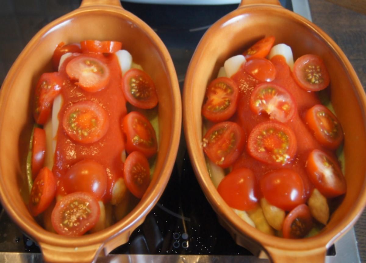 Spargel mit Tomaten und Mozzarella überbacken - Rezept - Bild Nr. 5662
