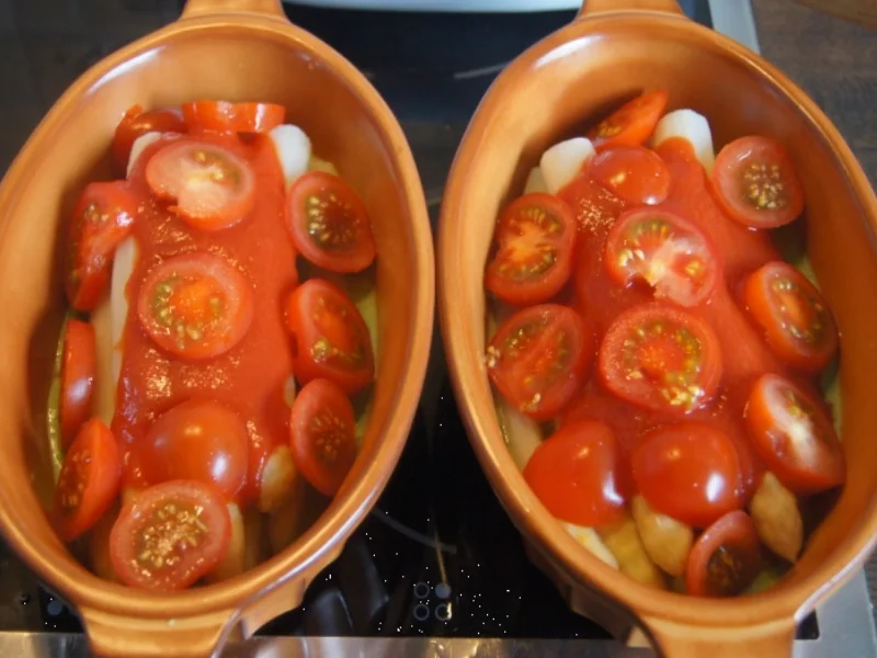 Rezept: Spargel mit Tomaten und Mozzarella überbacken Bild Nr. 5662 Spargel mit Tomaten und Mozzarella überbacken - Rezept - Bild Nr. 5662