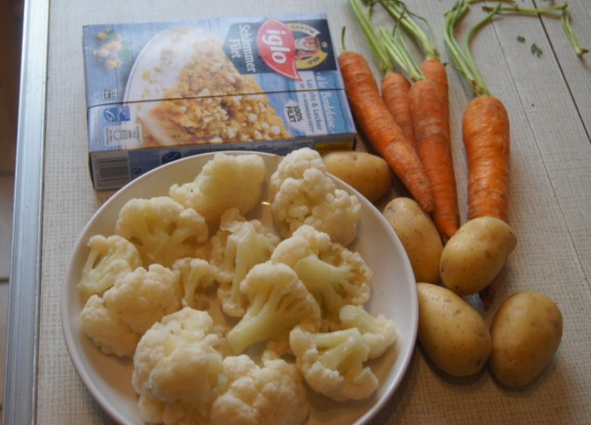 Fischfilet mit Blumenkohl und Möhren-Kartoffelstampf - Rezept - Bild Nr. 5651