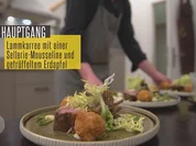 Rosa gebratenes Lammkarree an lauwarmen Rosenkohlsalat und getrüffelten Erdapfel - Rezept - Bild Nr. 2