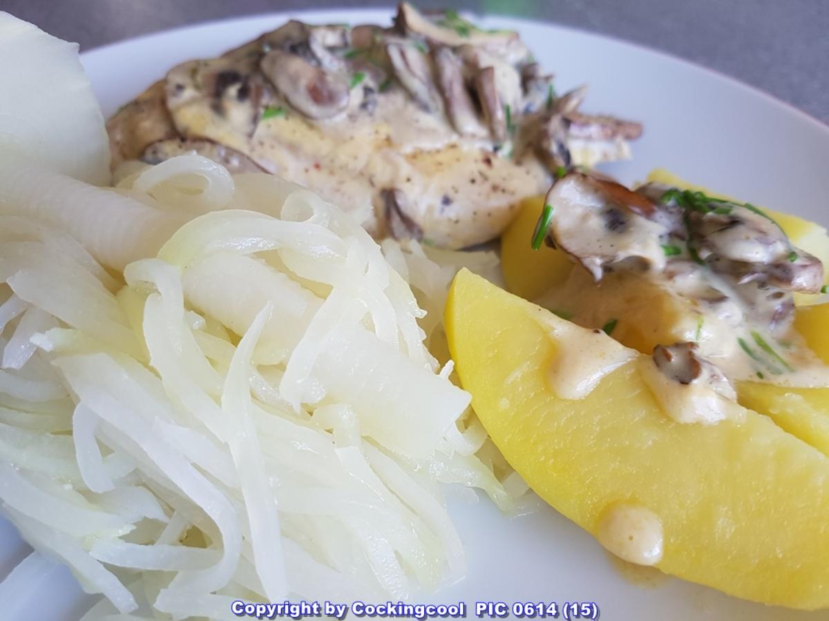 Hähnchenbrust Kohlrabi-Spaghetti Pilzcremesosse  à la Biggi - Rezept - Bild Nr. 5690