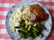 Panierter Fisch mit Reis und grünem Spargel - Rezept - Bild Nr. 5678