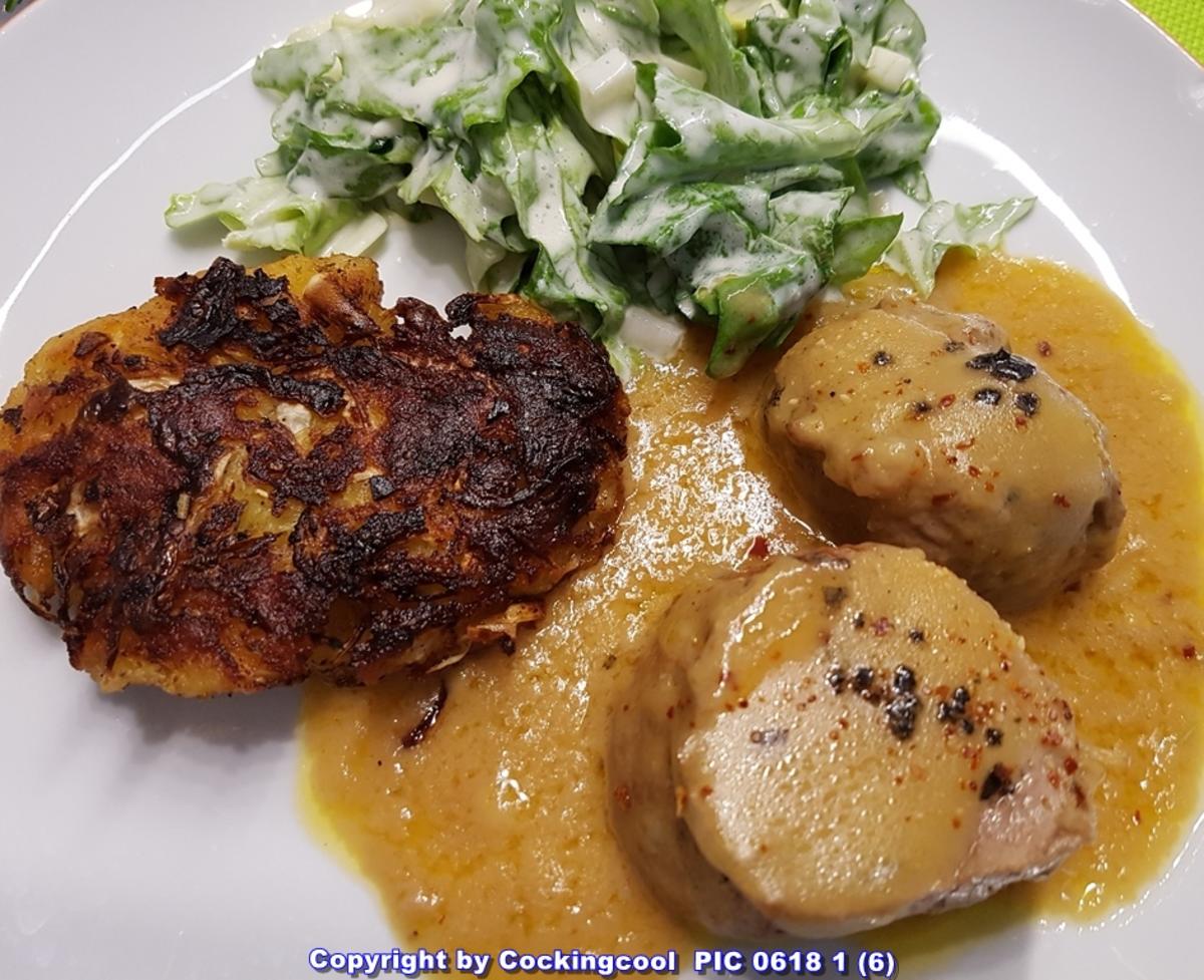 Bilder für Fleisch / Schwein = Schweinefilet mit Krautfrikadellen und Salat à la Biggi - Rezept